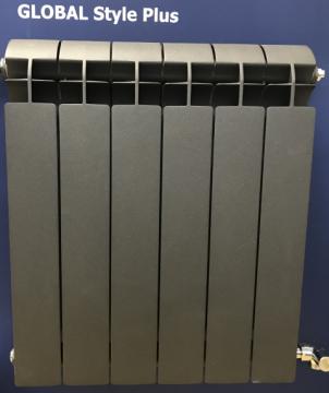  Global STYLE PLUS 500 10секции радиатор биметаллический боковое подключение (цвет cod.07 grigio scuro opaco mettalizzato 2748 (Темно-серый матовый металлик)